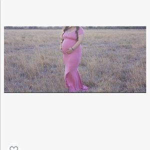 Pink maternity dress.
